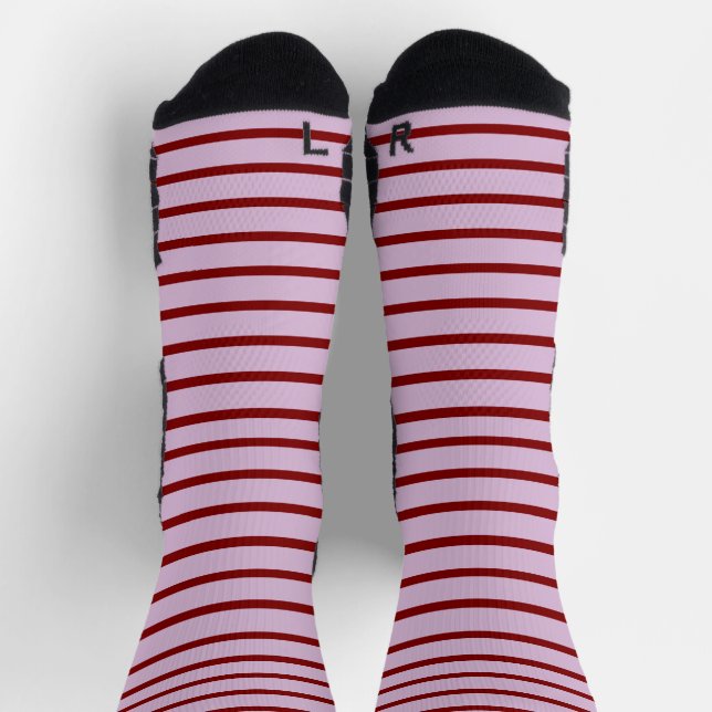 ฺ Burgundy Strip Muster Niedlich rosa Hintergrund Socken (Oben)