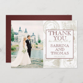 Burgundy Sweden Wedding Foto Vielen Dank Dankeskarte