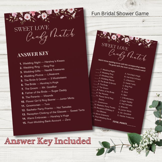 Burgundy Sweet Love Candy Match Answer Key (Von Creator hochgeladen)