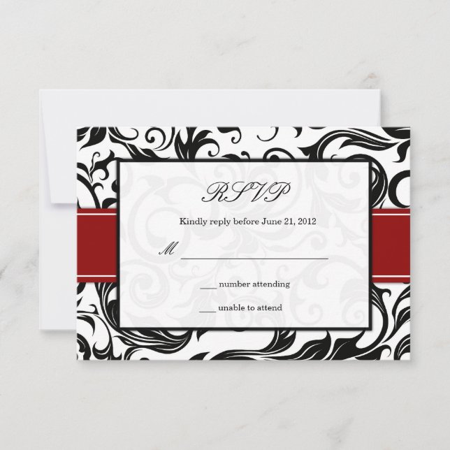 Burgundy Swirl Wedding RSVP (Vorderseite)