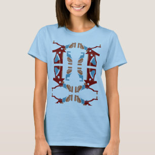 Burgundy Tan Blue Abstrakt mediterran inspiriert T-Shirt