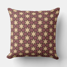 Burgundy Tan Star Muster mit schwarzer Kontur Kissen