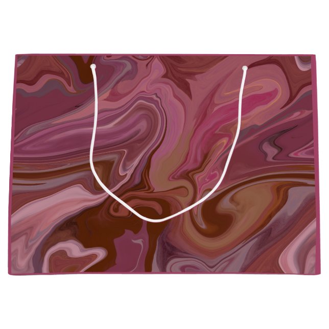 Burgundy taupe Marble gift bag Große Geschenktüte (Vorderseite)