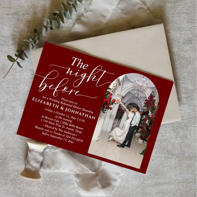 Burgundy The Night Before Probe Dinner Einladung (Von Creator hochgeladen)