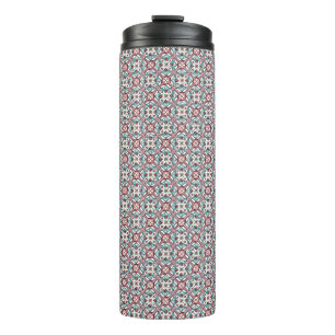 Burgundy Tile Pattern Thermosbecher