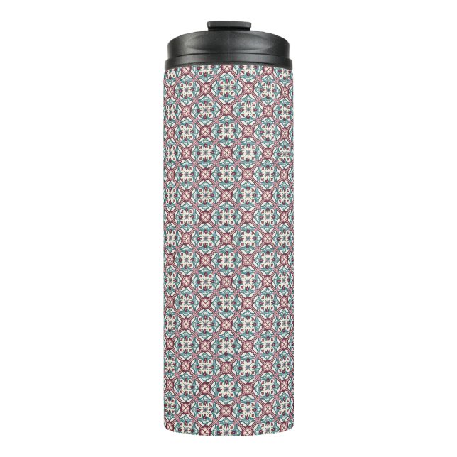 Burgundy Tile Pattern Thermosbecher (Vorderseite)