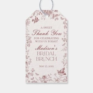 Burgundy Toile De Jouy Floral Bridal Brunch Favori Geschenkanhänger