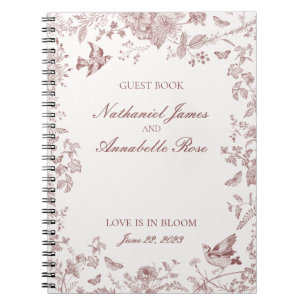 Burgundy Toile De Jouy Floral Wedding Guest Book Notizblock