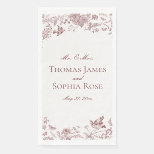 Burgundy Toile De Jouy Vintag Floral Wedding Serviette