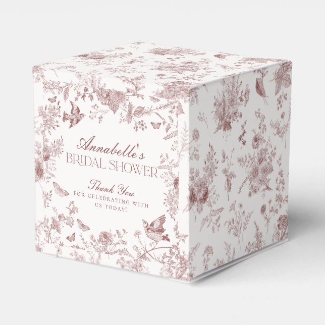 Burgundy Toile Floral Brautparty Gevor Box Geschenkschachtel (Rückseite)