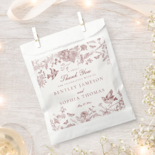 Burgundy Toile Vintages Blumendessert Geschenktütchen