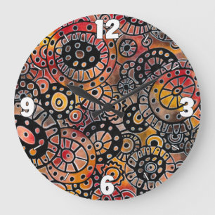 Burgundy Tranquil Oval Corals Original Abstract Große Wanduhr