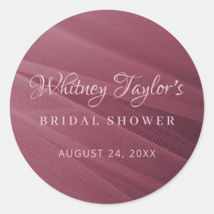 Burgundy Tulle Texture Runder Aufkleber