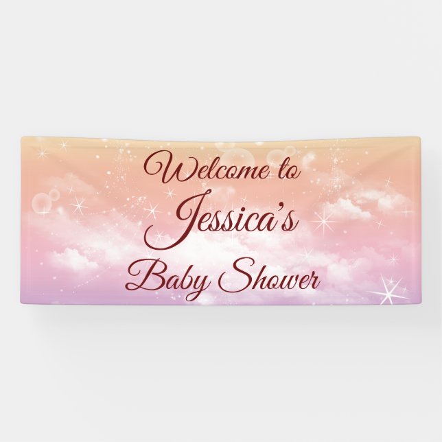 Burgundy Twinkle Twinkle Little Star Baby Dusche Banner (Horizontal)