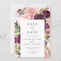 Burgundy und Blush Floral Wedding Save the Date