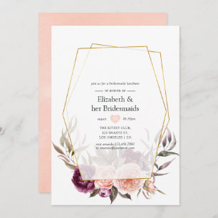 Burgundy und Blush Geometric Bridesmaids Luncheon Einladung