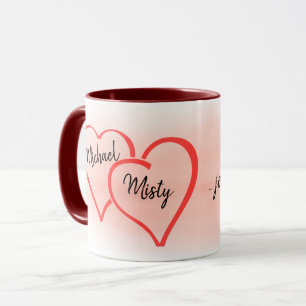 Burgundy und Blush Two Hearts Newlyweds Keepake Tasse