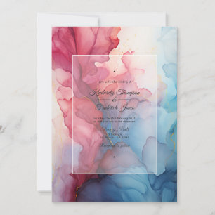 Burgundy und Dusty Blue Tinte Wedding Einladung