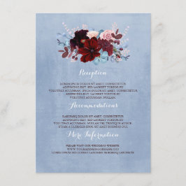 Burgundy und Dusty Blue Wedding Information Guest Begleitkarte