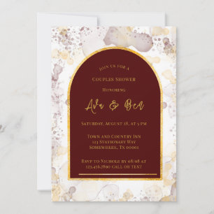 Burgundy und Gold Alcohol Ink Arch Couples Dusche Einladung