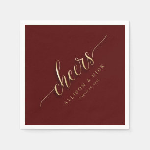 Burgundy und Gold Cheers Wedding Napkins Serviette