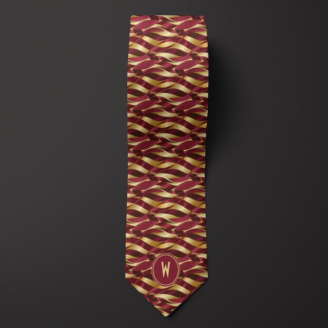 Burgundy und Gold Ribbon Abstract Krawatte (Von Creator hochgeladen)