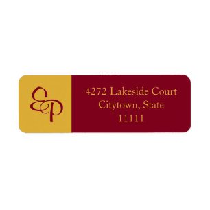 Burgundy und Goldenrod Couple Monogram Label
