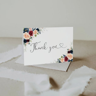 Burgundy und Navy Baby Dusche Danke Karte