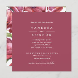 Burgundy und Poppies Classic Boho Floral Wedding Einladung