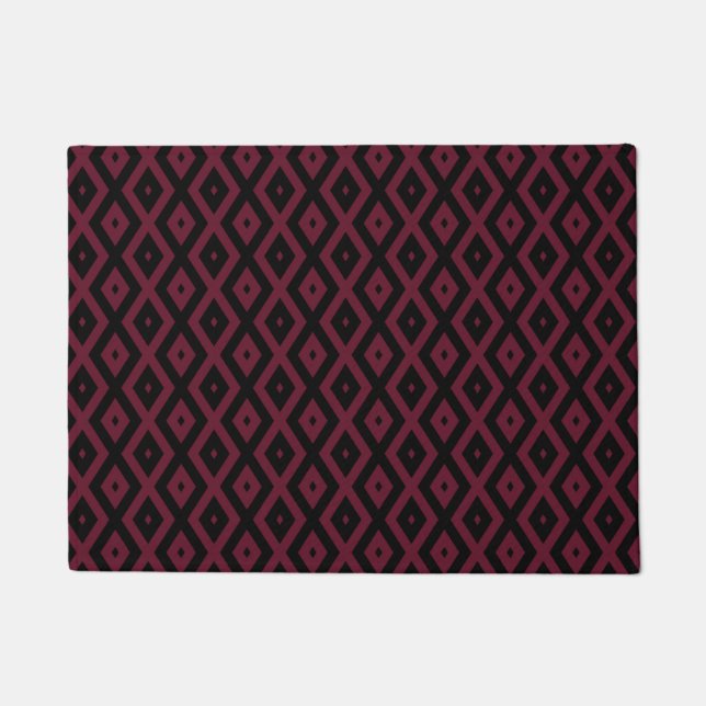 Burgundy- und Schwarz-Diamantmuster Fußmatte (Vorderseite)