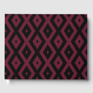 Burgundy- und Schwarz-Diamantmuster Gästebuch