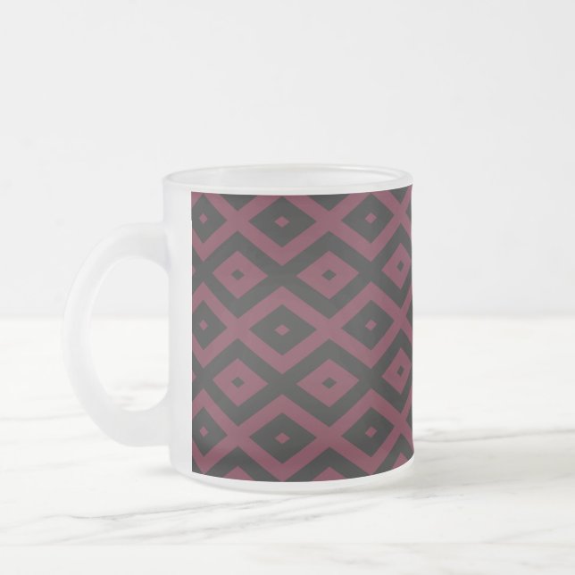 Burgundy- und Schwarz-Diamantmuster Mattglastasse (Links)