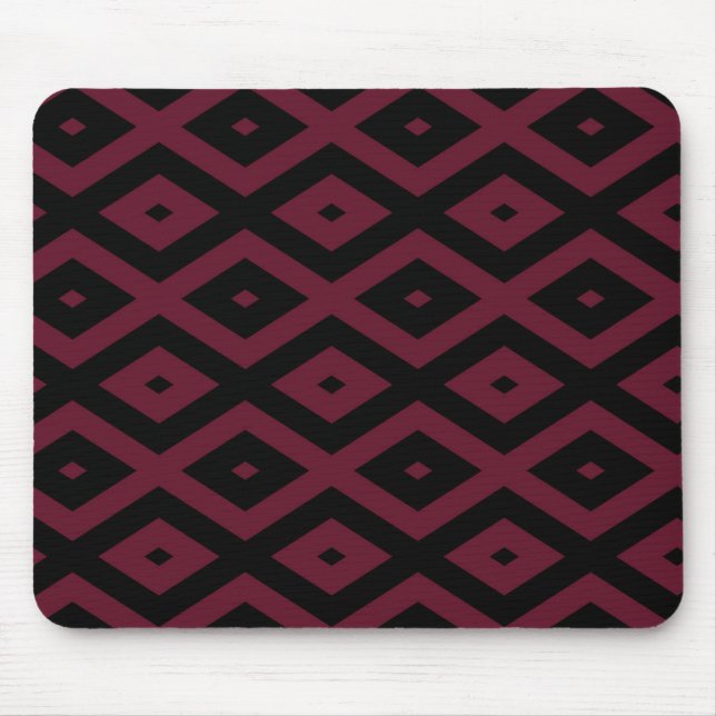 Burgundy- und Schwarz-Diamantmuster Mousepad (Vorne)