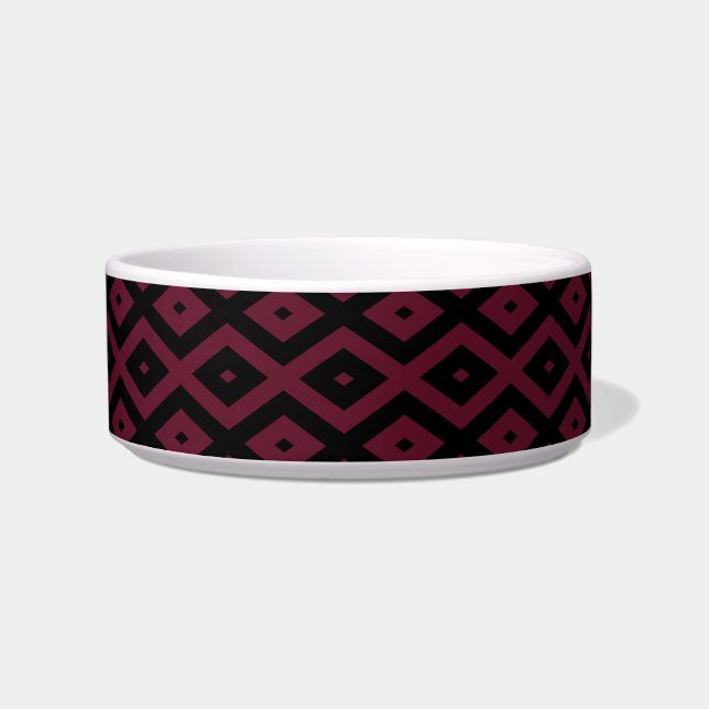 Burgundy- und Schwarz-Diamantmuster Napf (Vorderseite)