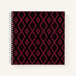 Burgundy- und Schwarz-Diamantmuster Notizbuch