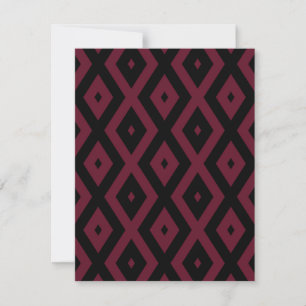 Burgundy- und Schwarz-Diamantmuster RSVP Karte
