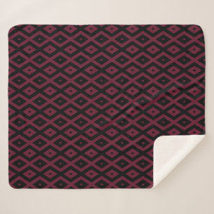 Burgundy- und Schwarz-Diamantmuster Sherpadecke