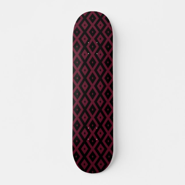 Burgundy- und Schwarz-Diamantmuster Skateboard (Vorne)