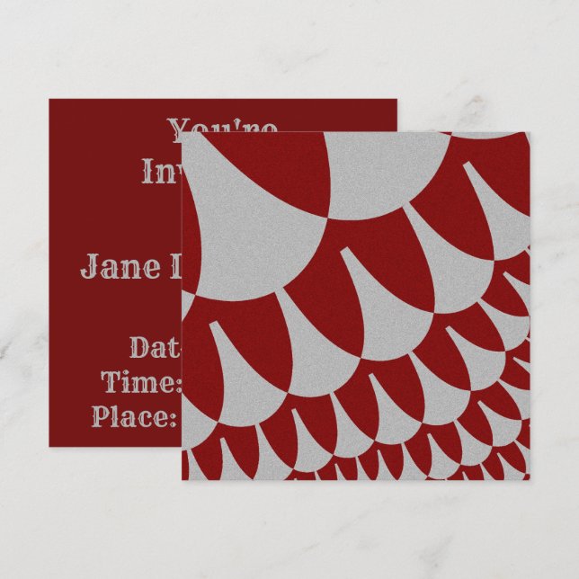Burgundy und Silver Scales Einladung (Vorne/Hinten)