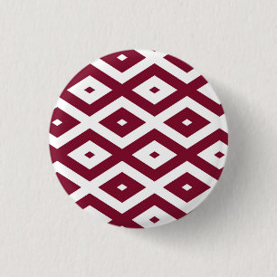 Burgundy und weißes Diamantmuster Button