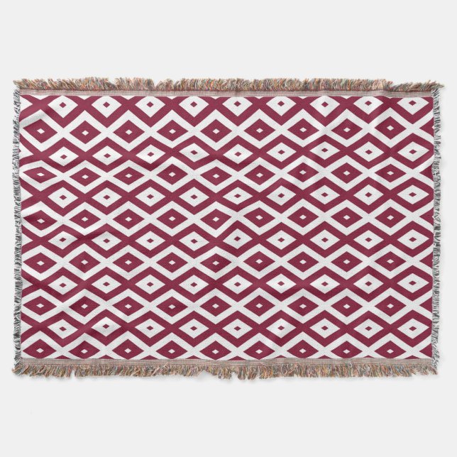 Burgundy und weißes Diamantmuster Decke (Vorderseite)
