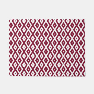 Burgundy und weißes Diamantmuster Fußmatte