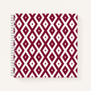 Burgundy und weißes Diamantmuster Notizbuch