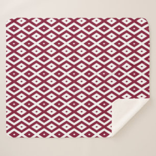 Burgundy und weißes Diamantmuster Sherpadecke