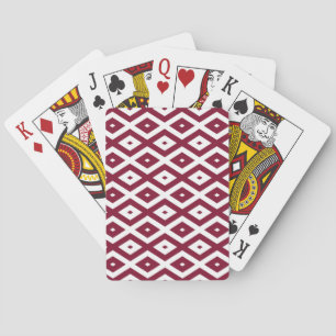 Burgundy und weißes Diamantmuster Spielkarten