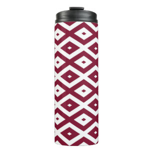 Burgundy und weißes Diamantmuster Thermosbecher