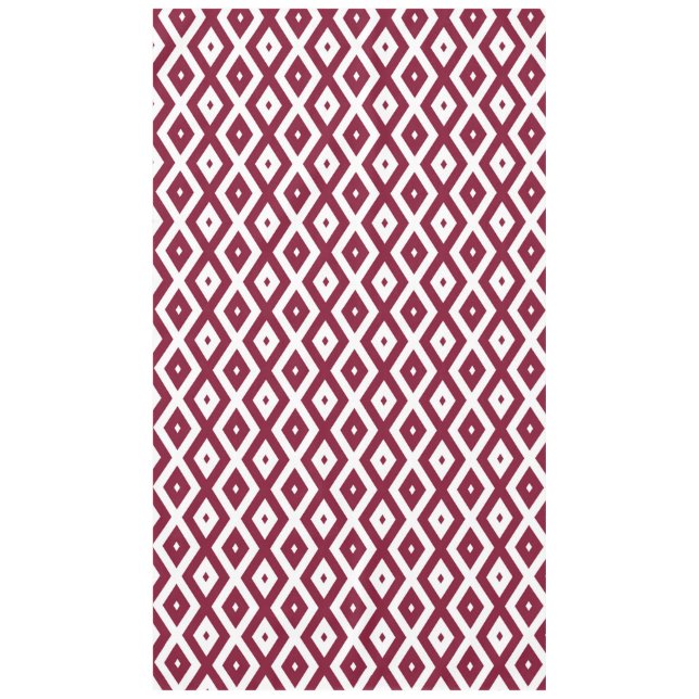 Burgundy und weißes Diamantmuster Tischdecke (Vorderseite)
