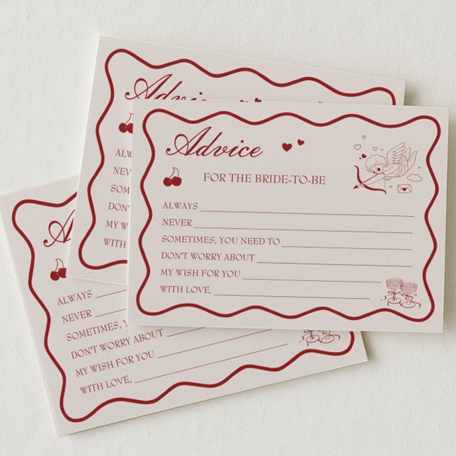 Burgundy Valentine Bridal Shower Advice Card Einladung (Von Creator hochgeladen)