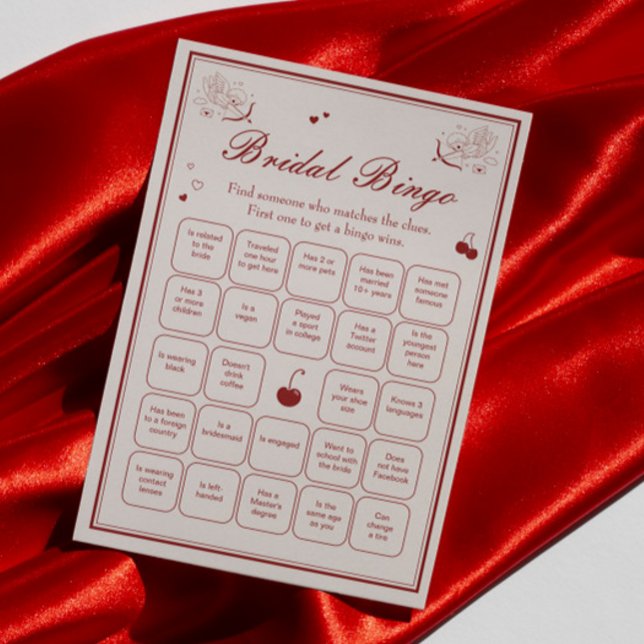Burgundy Valentine Bridal Shower Bingo Game Card Einladung (Von Creator hochgeladen)