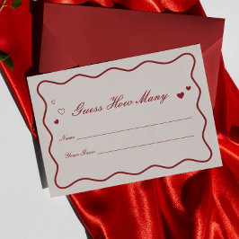 Burgundy Valentine Bridal Shower Guess How Many Begleitkarte